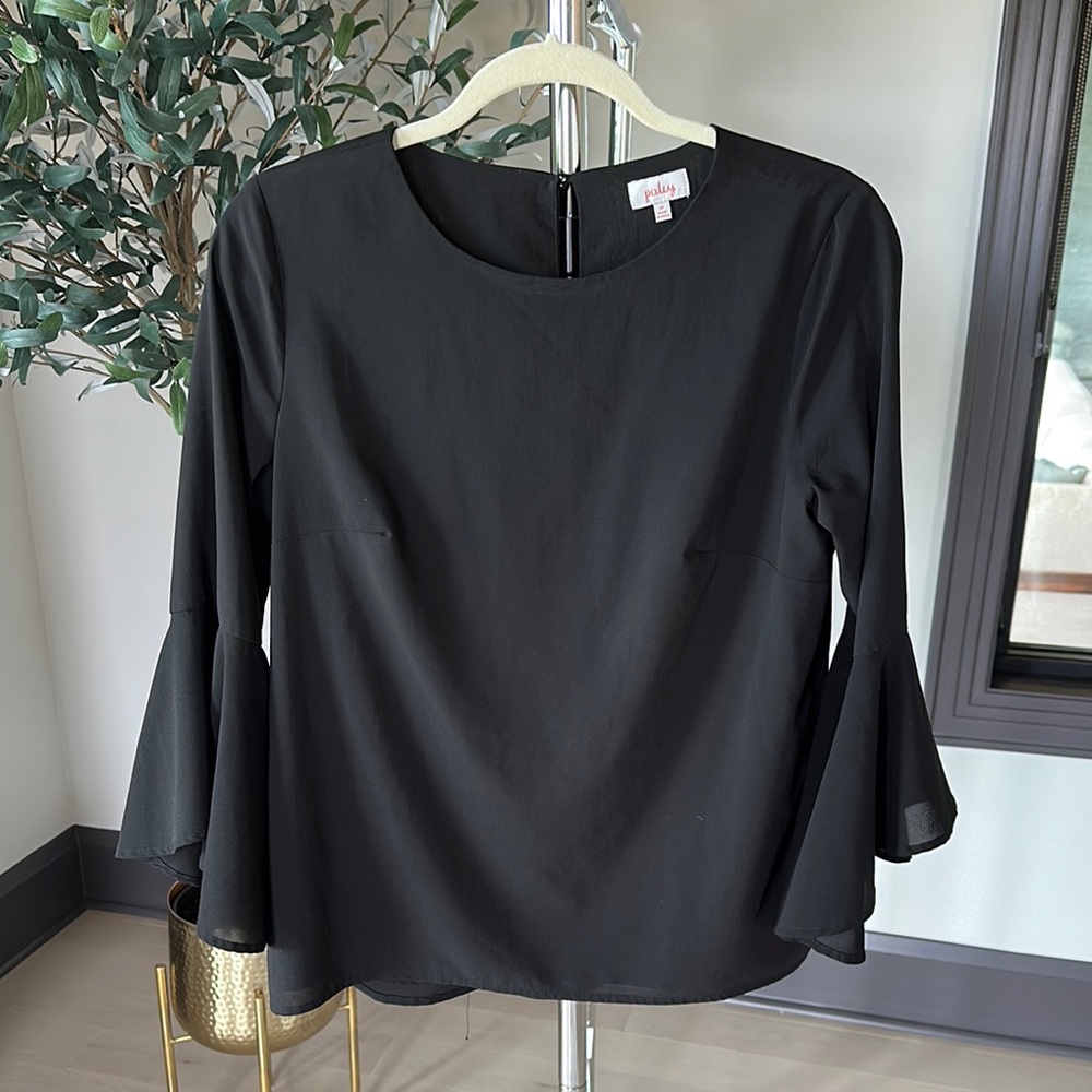 Pixley Black Blouse with 3/4 Bell Sleeves